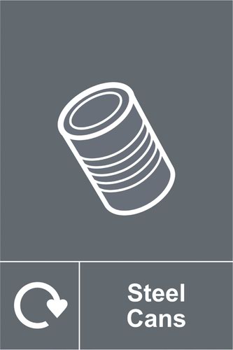 Steel Cans Recycling’ Sign; Self-Adhesive Vinyl (200mm x 300mm)