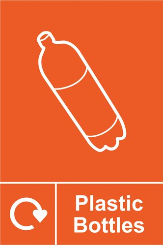 Plastic Bottles Recycling Sign (150 x 200mm). Manufactured from strong rigid PVC and is non-adhesive; 0.8mm thick.
