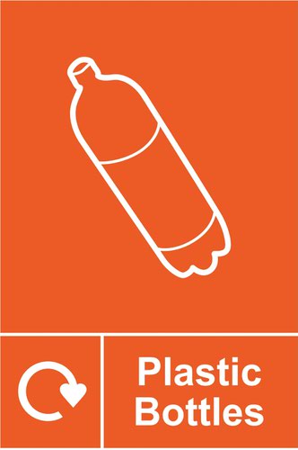 Plastic Bottles Recycling’ Sign; Self-Adhesive Vinyl (200mm x 300mm)
