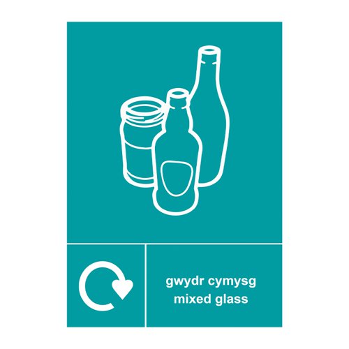 Recycling Welsh / English: Mixed glass - SAV (148 x 210mm)