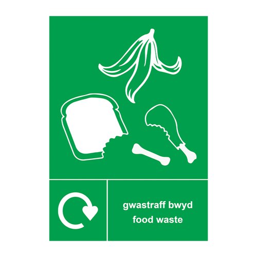 Recycling Welsh / English: Food waste - ACP (297 x 420mm)