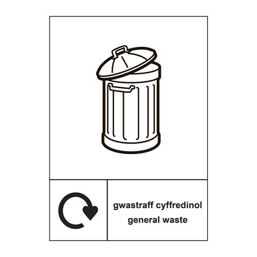 Recycling Welsh / English: General waste - ACP (297 x 420mm)