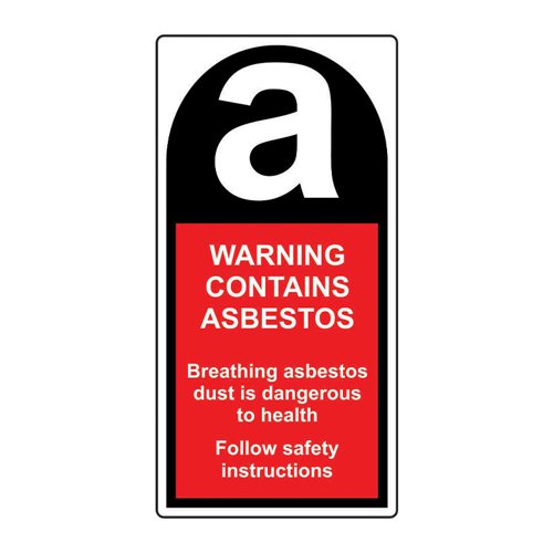 Warning Contains Asbestos (25 x 50mm, Roll of 500 labels) 