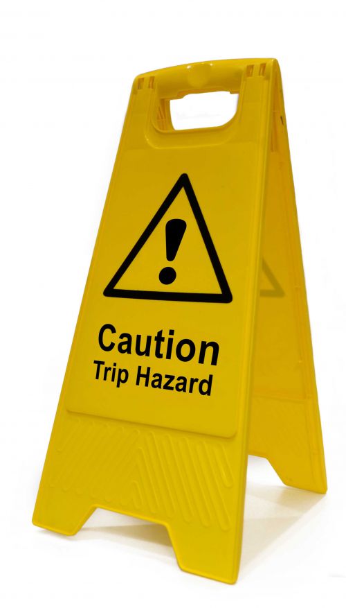 Caution Trip Hazard Heavy Duty A Board made from polypropylene and are printed on both sides. Ideal for placement around the workplace. Size 620 x 300 x 450mm