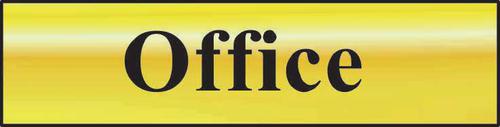Self adhesive semi-rigid Office Sign in Polished Gold Effect (200 x 50mm). Easy to fix; peel off the backing and apply.