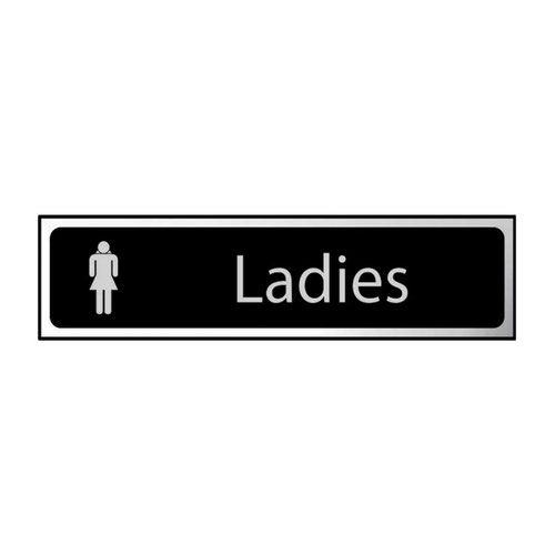 'Ladies' sign is a 200mm x 50mm architectural mini sign. This sign is a self-adhesive PVC making it easy to apply to a clean dry surface. All our signs conform to the BS EN ISO7010 regulation, ensuring that all graphical safety symbols are consistent and compliant.