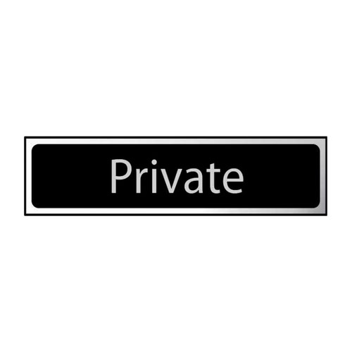 'Private' sign is a 200mm x 50mm architectural mini sign. This sign is a self-adhesive PVC making it easy to apply to a clean dry surface. All our signs conform to the BS EN ISO7010 regulation, ensuring that all graphical safety symbols are consistent and compliant.