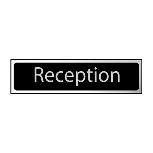'Reception' sign is a 200mm x 50mm architectural mini sign. This sign is a self-adhesive PVC making it easy to apply to a clean dry surface. All our signs conform to the BS EN ISO7010 regulation, ensuring that all graphical safety symbols are consistent and compliant.
