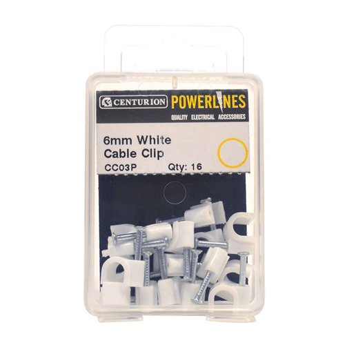 6mm White Cable Clips (Pack of 16)