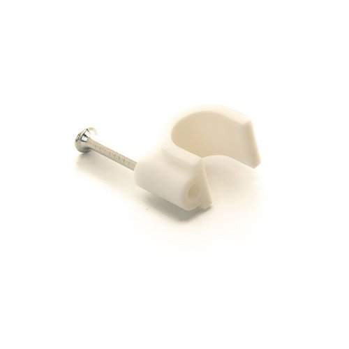 CC05P | These Cable Clips securely hold wires in place. Size: 18mm round. Colour: White. Pack Size: 18. Weather and impact resistant.