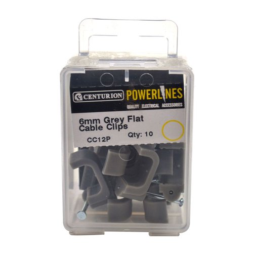 6mm Flat T+E Grey Cable Clip  (Pack of 10)