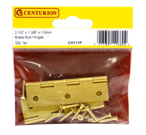 2 1/2in x 1 3/8in x 1.6mm SC Medium Duty Solid Drawn Butt Hinges (1 pair)