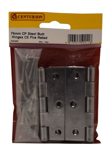 75mm CP Steel Butt Hinges CE Fire Rated 1.5pr