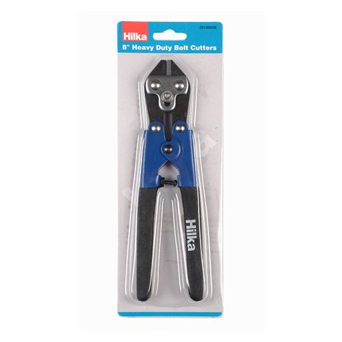CT01P | Mini bolt cutters are used for snipping thin wires, bolts, and nails. Size: 200mm / 8”. Made from drop forged heat treated steel. Rubber handle for extra grip with safety catch. Jaws hardened to 57-61HRC ideal for cutting material up to 40HRC. Moulded grips to allow maximum leverage and an adjustable screw to keep cutting edges aligned.