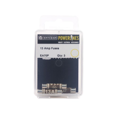 EA70P | 13 Amp fuses are for appliance plugs rated between 700 watts and 3000 watts. Size: 13 AMP. Pack Size: 3, Pre-packed. British Made, conforms to BS132/ASTA approved.