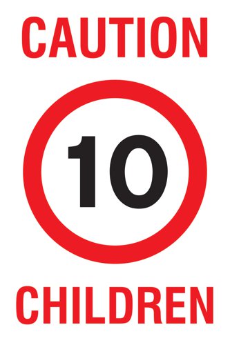 Educational Sign: Caution Children (Speed 10) - PP (400 x 300mm)