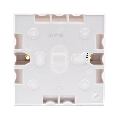 EL17P | Designed to be mounted to a wall. Less labour required Less mess to the wall White plastic 25mm depth 1 gang Square edge Conforms to BS5733