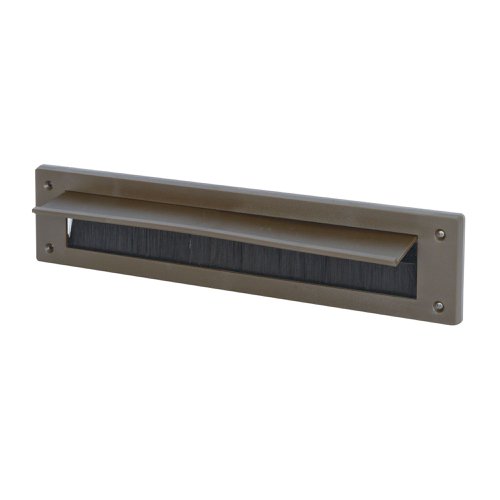 G61301 | Prevent cold air and draughts through letterboxes.Comes with flap back.Size: 43 height x 275 width (mm).Designed to reduce energy consumption for UPVC doors.Colour/Material: Brown UPVC.