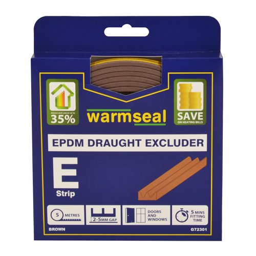 G72301 | The E-Profile longlife foam helps seal gaps between doors and windows. Colour: Brown. For gap sizes: 2-5mm. Designed to reduce energy consumption and prevents draughts. Length: 5metres.