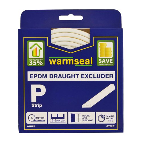 5m White 'P' Profile Longlife Foam Draught Excluders 