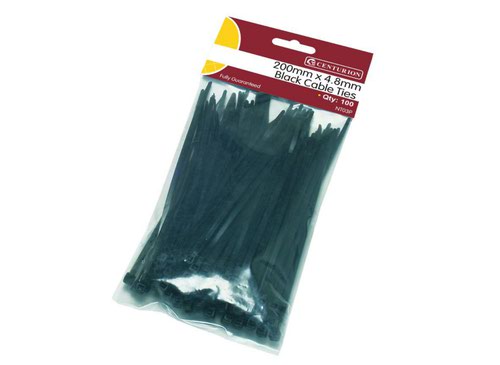 200mm x 4.8mm Black Cable Ties 100pk