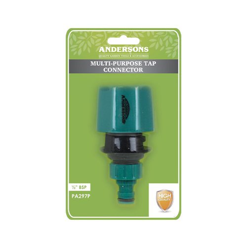 PA297P | Help get watering system ready with hose pipe fittings and accessories. Can be used on square or round taps, as well as mixer taps. Comes complete with a double sided rubber washer to adapt various spouts. Connects straight to a hose, with no need for a snap-on fitting. Standard ” BSP fitting.