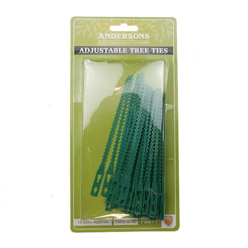 PB011 | A single tie for light tying of climbers, shrubs and small trees. Made from green polyethylene material. Strong and long lasting in all weathers. Size: 13.6cm (Approx). Pack Size: 40.