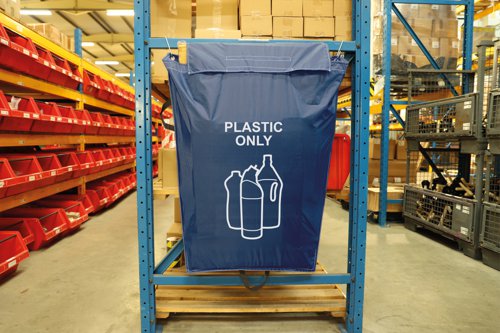 Plastic Only' Warehouse Recycling Racking Sack, Durable Waterproof Polyester (920mm x 1000mm)