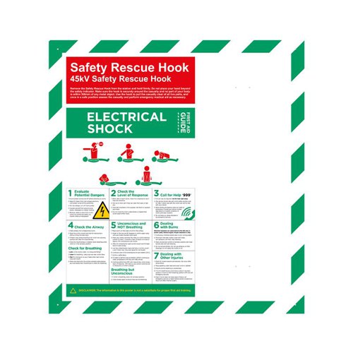 SB-BD62BOARD | Our Rescue Hook Stations should be located in the area deemed most at risk of an electrical incidient, in a highly visible and accesible position.This includes board only. Board Size: 700 x 750mm (W x H). Material: Laminated Aluminium Composite Panel (ACP). Includes printed Electrical Shock First Aid Guide. Search product SB-BD63 for the complete Electrical Safety Rescue Board.
