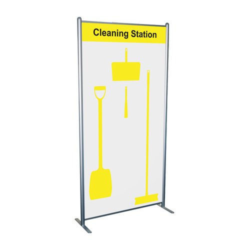 Shadowboard in Multi-Purpose Frame - Cleaning station Style A (Yellow) With Hooks - No Stock