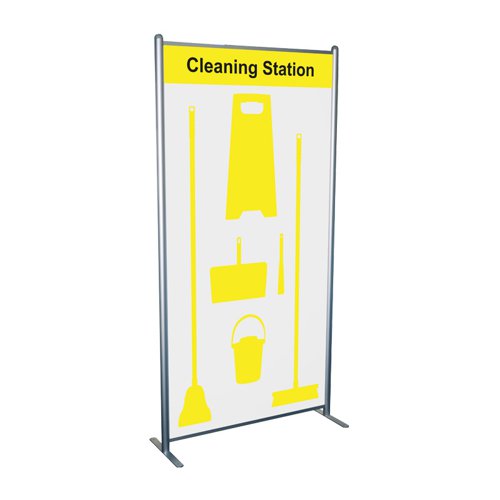 Shadowboard in Multi-Purpose Frame - Cleaning station Style B (Yellow) With Hooks - No Stock