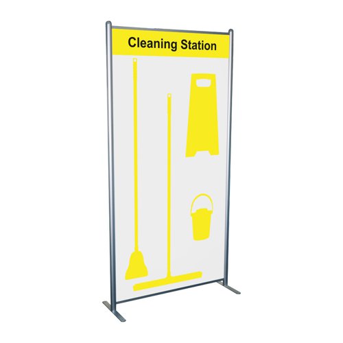 Shadowboard in Multi-Purpose Frame - Cleaning station Style C (Yellow) With Hooks - No Stock