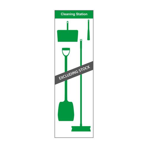 Shadow Board Cleaning Station (Board A, Green) is made from an Aluminium Composite Panel with Anti-Scuff Laminate, for hard wearing, long lasting durability. Supplied with stainless steel hooks and some minor assembly is required. Size 610 x 2000mm.
