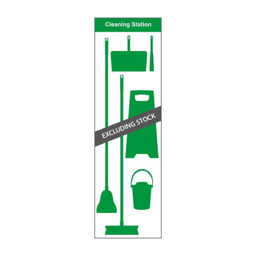 SBS-BD02-GRNS | Shadow Board Cleaning Station (Board B, Green) is made from an Aluminium Composite Panel with Anti-Scuff Laminate, for hard wearing, long lasting durability. Supplied with stainless steel hooks and some minor assembly is required. Size 610 x 2000mm.