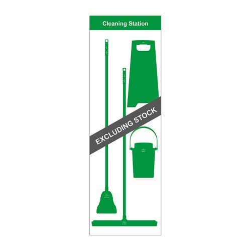 Shadow Board Cleaning Station With Lean Stand, Board Only With Hooks, Style C Green, (650mm x 2000mm)