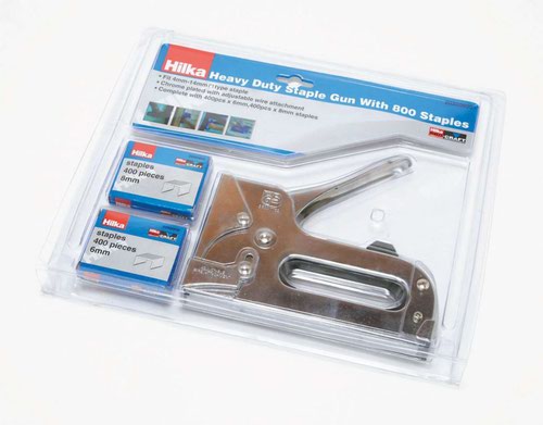 This heavy duty staple gun is perfect for stapling various materials including cloth, leather, flexible plastics etc. With durable chrome plated design, the high powered sprint action is suitable for many stapling jobs. The gun is supplied with both 6mm and 8mm staples.