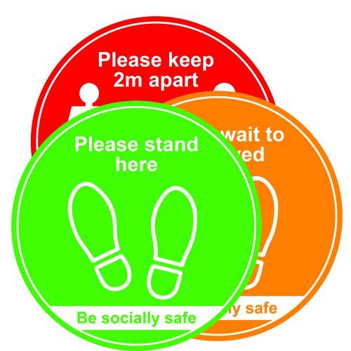 Social Distancing Floor Graphic - Traffic Light Pack of 3 (400mm dia.)