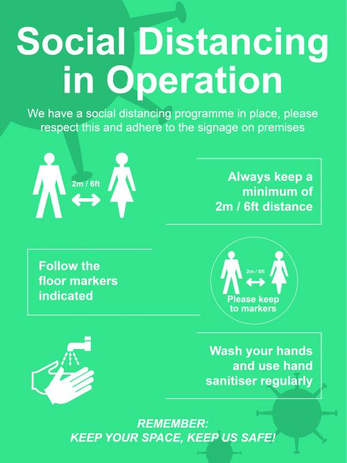 Social Distancing in Operation 3mm Foamex Sign (600 x 800mm)