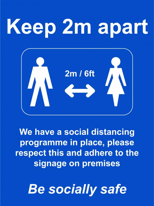 Social Distancing Rigid PVC Board Sign - Keep 2m/6ft Apart (600 x 800mm)