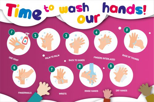 Hand Hygiene Rigid PVC Sign - Time To Wash Our Hands (600mm x 400mm)