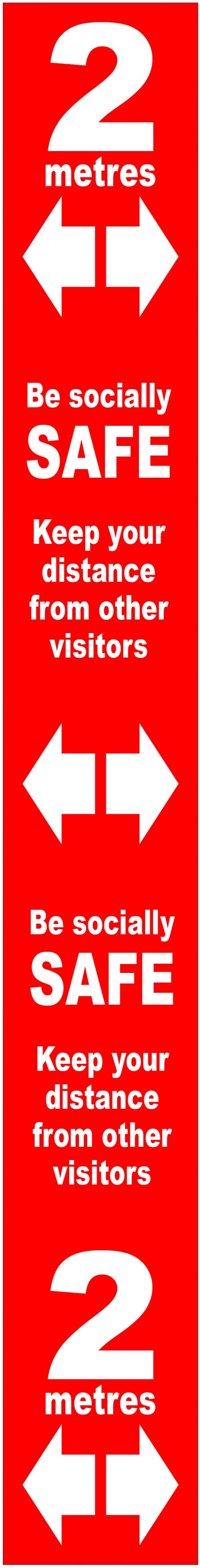 Red Social Distancing Self Adhesive Semi Rigid PVC Floor Distance Marker (800 x 100mm)