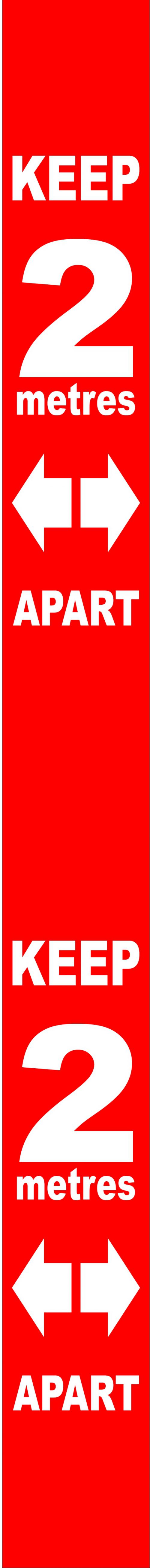 Red Social Distancing Self Adhesive Semi Rigid PVC Wall Distance Marker (800 x 75mm)