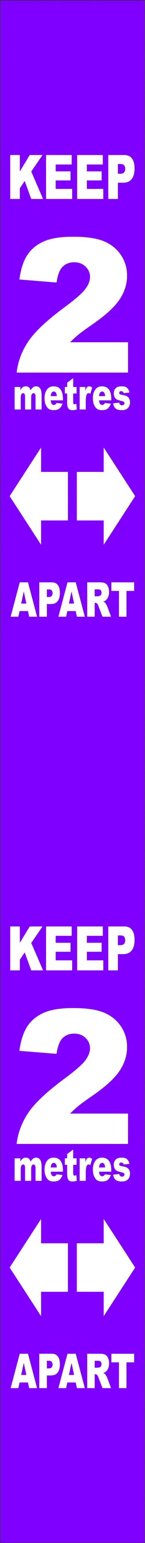 Purple Social Distancing Self Adhesive Semi Rigid PVC Wall Distance Marker (800 x 75mm)