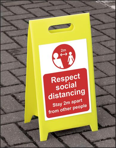 Lightweight and sturdy Correx A-Board (Red) - Respect Social Distancing