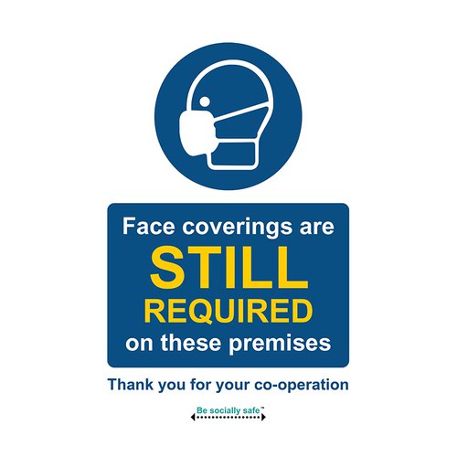 Safety sign - Face coverings are still required on these premises - SAV (200 x 300mm)
