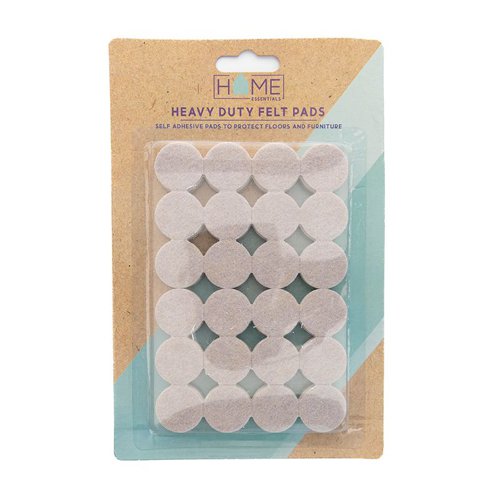 SU19P | Manufactured from 100% polyester felt, with easy to peel and stick adhesive backing. Simply place on the base of furniture to assist with the protection of marking hardwood floors and other surfaces from indentations and scratches.Quantity: 48 Heavy Duty Felt Pads.