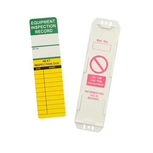 The Universal Equipment inspection record helps an employer comply with legislative requirements when inspecting and helps maintain equipment at suitable periods as deemed appropriate by a risk assessment. The insert has clearly defined areas to record equipment identification or reference numbers, alongside an inspection record. This allows a user instant access to important safety information. Should equipment fail inspection, the tag can be removed to clearly display the message ' Do Not Use This Equipment' which is printed on the holder. Inserts are designed for use with the AssetTag holder.