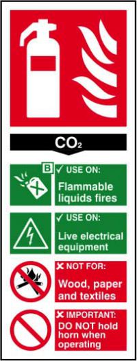'Fire Extinguisher: CO2' Sign, Self-Adhesive Vinyl (82mm x 202mm)