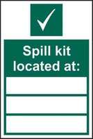 Spill Kit Located At’ Sign; Non Adhesive Rigid 1mm PVC Board (200mm x 300mm)