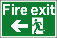 Fire exit running man arrow left - 1.2mm Recyclable PP (300 x 200mm)